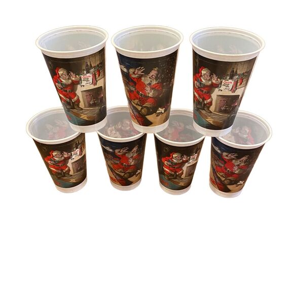 Vintage Coca Cola Collectible Christmas Plastic Santa Stackable Cups - Picture 1 of 16